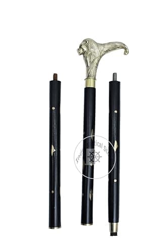 Alfiya Nautical 36" Handmade Lion Head Walking Stick | Brass Nautical Cane with Rosewood Shaft | Portable Dismantlable Support & Stylish Gift — view 4