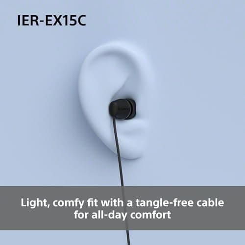 Sony IER‑EX15C USB‑C Wired Earbuds with Mic – Lightweight In‑Ear Headphones for Android, iPhone, Laptop & PC – Tangle‑Free Cable, Clear sound – Perfect for Travel & Everyday Use – Black — view 4