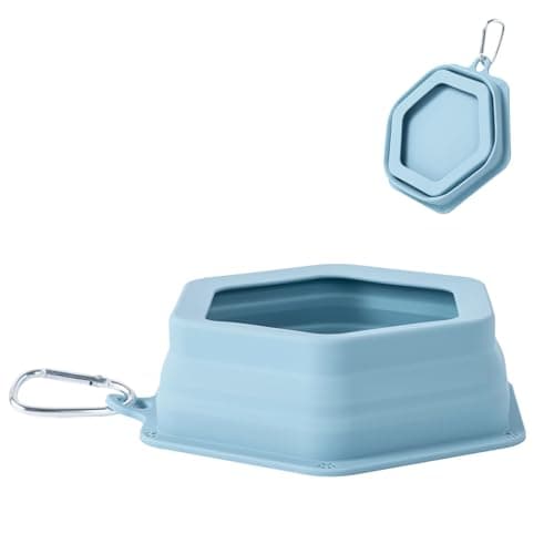 No Splash Collapsible Dog Travel Bowl, Collapsible Spill Proof Dog Water＆Food Bowls Integrated Molding Portable Pet Dish for Car,Camping, Long Road Trips (Blue)