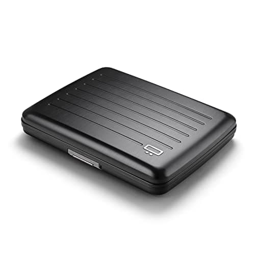 ÖGON -DESIGNS- Aluminum Wallet, Large Capacity with Metal Lock, RFID Protection Against Fraud and demagnetization, Smart Case Oslo Large Model (Aluminium Black)