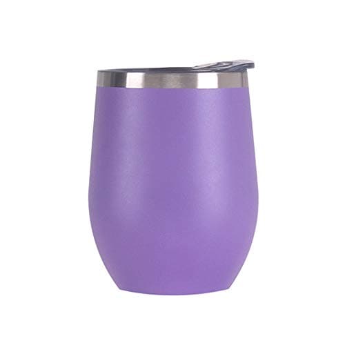 Gtell 12 oz Stainless Steel Wine Tumbler Stemless Glasses with Lid, Double Wall Insulated Travel Mug Perfect for Wine, Coffee, Drinks, Champagne, Cocktails(Purple)