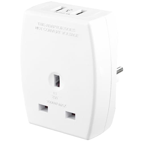 Masterplug TAUSBEUR2-MP UK to Europe USB Travel Adaptor, White — view 4