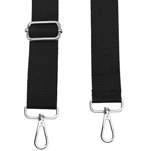 Hibate 1.5" Wide Cotton Replacement Crossbody Bag Strap for Women's Handbags Shoulder Straps - Black/Silver Hardware — view 2