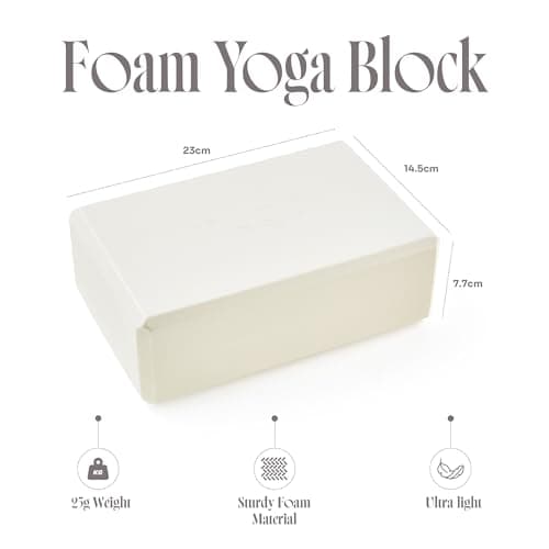 Myga Yoga Blocks & Strap Set - 2 High Density Foam Bricks and Metal D Ring Belt for Yoga, Pilates and Fitness - Support and Deepen Poses, Non-Slip and Lightweight for Home & Gym (Cream) — view 6