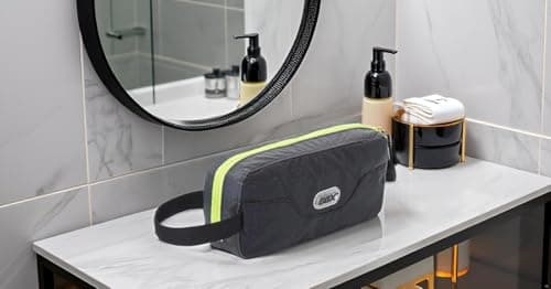 GOX Travel Toiletry Bag,Dopp Kit Case,Ultra-Light Cosmetics Bag Makeup Organizer, Black, 9.8*4.3*3.3 Inches, Toiletry Bag for Travel — view 3