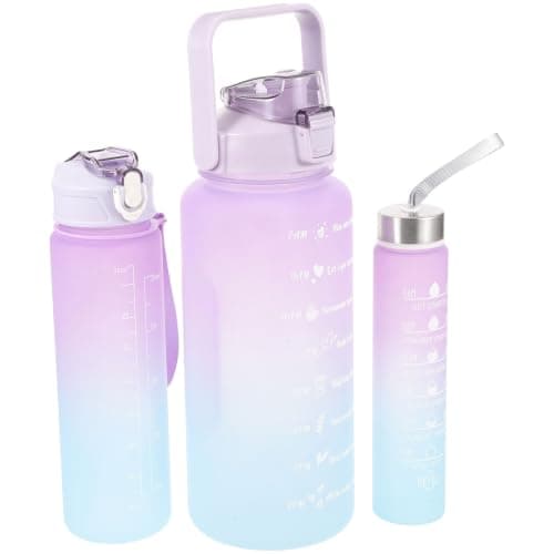 Fenical 3pcs Sports Water Bottle Set with Times to Drink, 2l 900ml 300ml