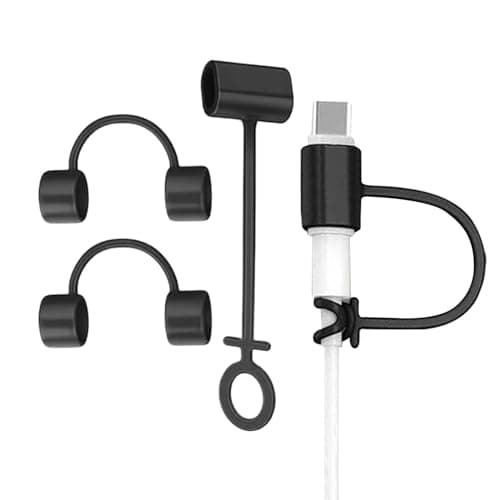 Charging Cable Adapter Holder – 3.74 Inch Silicone Tether Set | Silicone Anti Lost Strap – 4 Piece Charger Adapter Holder for Cable Organizing Travel Keychain Use