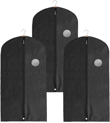 Short Garment Bags, Black Suit Covers, Pack of 3, Clothing Storage Bags, Travel, Weddings, Suits, Dresses, Fabric Clothes Bag, Clothes Storage, Garment Suit Cases
