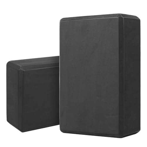 Yoga Blocks Set of 2, High Density Foam Pilates Blocks, Yoga Bricks, Gym Exercise Blockss, Anti-Slip Gymnastics Bricks for Fitness Pilates Practice Travel Home Gym(Black)