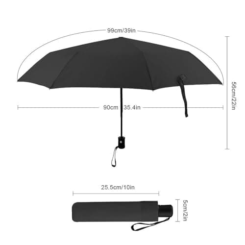 Mateju Automatic Folding Travel Umbrella - Windproof Strong Mini Compact Umbrella with Solid Color for Men Women Kids (Brown 01) — view 2