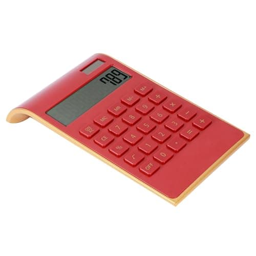SUNGOOYUE 10 Digits Jumbo Calculator, Portable LCD Desk Calculator, Plastic Dual Power Solar and Battery, Large Display Large Buttons Tilted Screen for Home Office Students (Red) — view 2