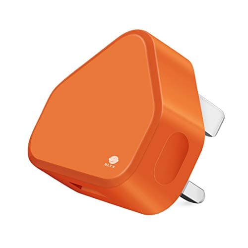 SLTX UK 3 Pin Plug USB Mains Charger Adapter, 1AMP 1000mAh Fast Speed Universal Travel USB Wall Charger USB Socket Devices (Orange) — view 2