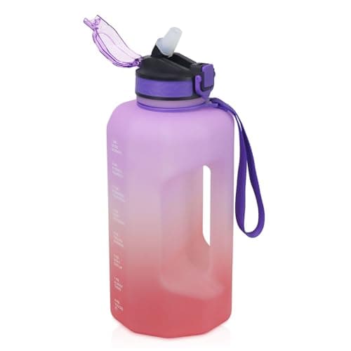 GLEKGLEK Motivational Water Bottle 2.2L with Straw, Time Marker