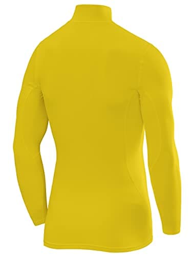 TCA Men's SuperThermal Compression Base Layer Football Running Top Long Sleeve Thermal - Mock Neck - Sonic Yellow, L — view 2