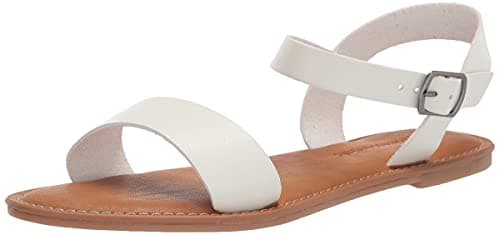 Amazon Essentials Women's Two Strap Buckle Sandal, White, 5.5 UK