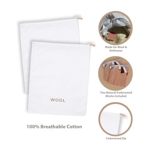 Delicates, Cashmere Wool Sweater Storage Bag Pouch Set with integrated Cedar Wood (Wool) — view 3