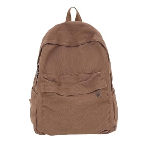 StaZamor Lightweight Vintage Canvas Backpack for Men Women, Casual Daypack with Compartment, Backpack for School, Travel, Work, Brown