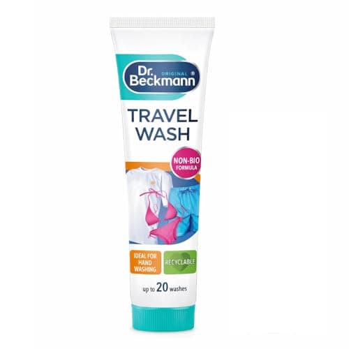 Travel Wash 100ml Non Bio Laundry for Hand Washing Clothes On The Go Up to 20 Washes Gentle Formula for Travel Holidays Camping Business Trips and Emergency Laundry Care
