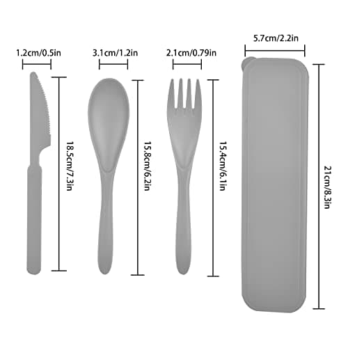 2 Pack Portable Picnic Set, Reusable Plastic Fork, Spoon, Knives with Case — view 2