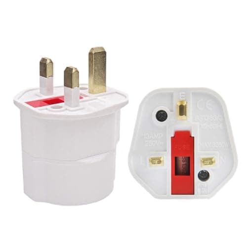 European 2-pin to UK 3-pin Plug Travel Adapter | Fused (13A) | Conforms to UK Safety Regulations and Electrical Circuits | (NOT for UK Shavers/Toothbrushes Bathroom Plugs)(1 Pack), White — view 4