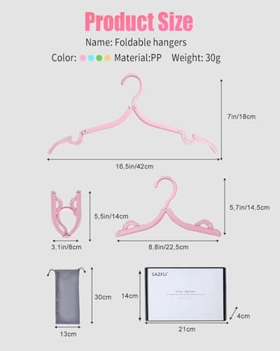 8 Pack Foldable Travel Hangers, Portable Space-Saving Clothes Hangers — view 2