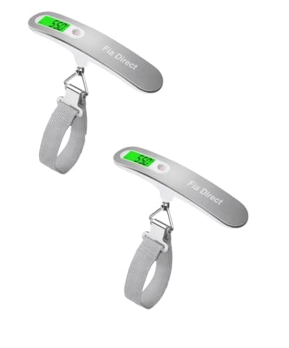 Digital Luggage Scale – Portable Travel Bag Weight Scale with Backlit LCD, Hook & Strap, Accurate Up to 50kg/110lbs, Suitcase Weighing Scales, Heavy Duty Weighing Scales for Luggage (2, Silver White)