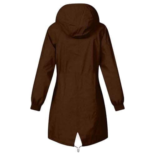 Gkojhj Women's Rain Jacket Lightweight Hooded Long Rain Coat Waterproof Jackets Functional Breathable Windbreaker Jacket Ladies Pack Away Active Outdoor Coats-1 — view 5
