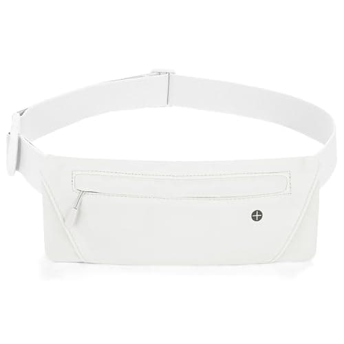 WHIPPY Running Belt for Phone Bag Running Gifts for Women Fanny Pack for Men Elastic Runners Money Belt Phone Holder Hiking Waist Pack, White