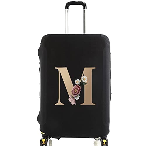 Initial Letter Printed Design Travel Trolley Case Cover Protector Washable Suitcase Cover Luggage Storage Covers for 18-28 Inch Luggage Cover (L (26-28 inch Luggage), gold M)