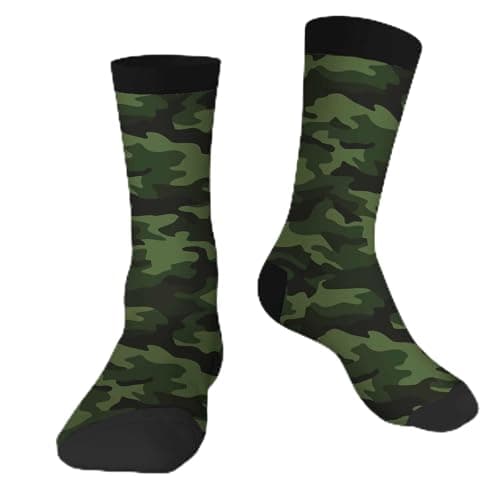 Muntayson Military Camouflage Unisex Cushioned Crew Athletic Socks Men & Women Moisture Wicking Breathable Performance