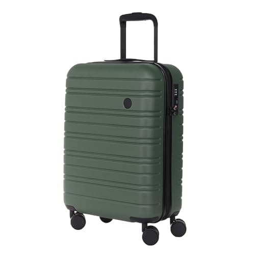 Nere - Stori - ABS Hard-Shell Suitcase Collection - 8-Spinner Wheels - Self-Repairing Zip - Built-in TSA Combination Lock - Expanding Luggage (Khaki, Cabin Bag)