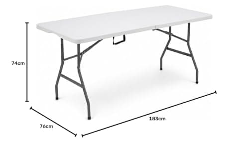 JupiterJX 6ft Camping Table Foldable, Portable Folding Tables, Ideal For Catering, Camping, Picnic, Party - Compact Trestle Table with Carry Handle BBQ Indoor/Outdoor Table — view 2