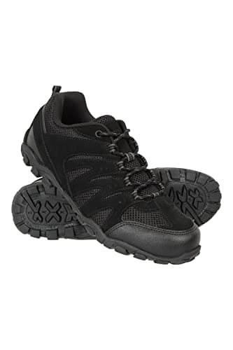 Mountain Warehouse Outdoor Womens Hiking Shoes - Suede & Mesh Upper, Mesh Lined Trainers - for Spring Summer, Hiking, Walking & Outdoors Black Adult Shoe Size 6