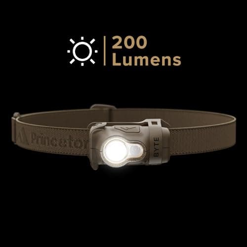 Princeton Tec Byte Multi-Mode Multi-Beam IPX4 Water Resistant LED Tactical Headlamp with 200 Lumens, Essential Outdoor Accessory for Hiking, Backpacking, Camping, Running, and Safety Preparedness, Tan — view 3