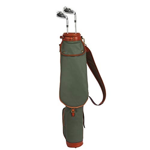 TOURBON Waterproof Canvas Course Training Practice Golf Club Carry Bag Travel Case With Soft Padded Shoulder Strap (Golf Bag TB904CA-Green) — view 2