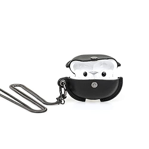 Hiram Real Vegan Leather Case Cover suitable for Freebuds Pro with Necklace Genuine Leather Earphone Case Wireless Charging Case