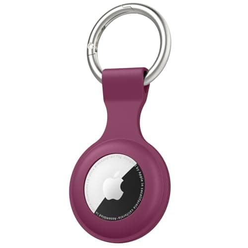 for Air Tag Holder Case- Silicone Case for AirTag Keyring for Keys, Bags, Luggage, Pet Collars - Anti-Lost and Scratch-Resistant Design for Apple AirTags 2021 (Rose Red)