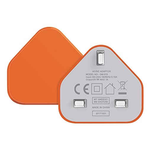 AMO® Charger Plug, UK 3 Pin Plug Charger, Adapter Compatible with Samsung Galaxy Compatible with iOSiPhone iOSiPad Sony Tab HTC Windows Phone Tablet Laptop and Many more (Orange) — view 3