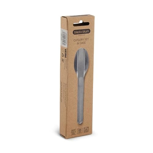 Black+Blum Nesting Cutlery Set | 3 Piece Stainless Steel Compact Travel Cutlery Set (Knife, Fork, and Spoon) Portable Tableware with Snap Shut Case, Silver — view 2