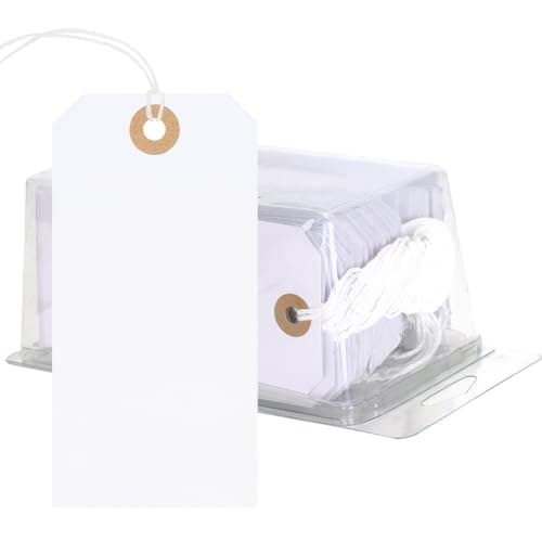 jijAcraft 120x60mm Large Tags with String: 100Pcs Pre-Attached Luggage Tags