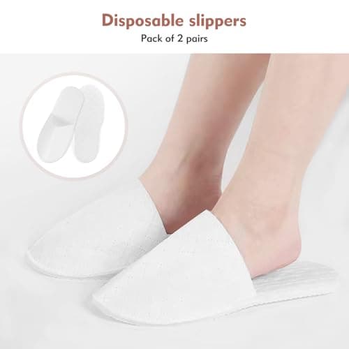 LTMMC 2 Pairs Disposable Slippers, Indoor Slippers Guests White Slippers — view 2