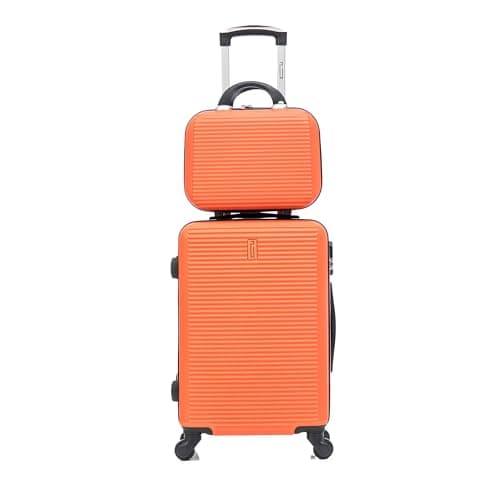 CELIMS - 20 inch Carry-On Luggage with Vanity Case | Toiletry Case | 20 inch Cabin Suitcase | Lightweight ABS Hard Shell | Orange — view 2