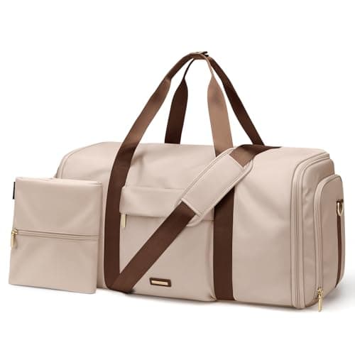 GOLF QUALITY Garment Bags for Travel 2 in 1 Convertible Suit Travel Duffel Bag for Women, Stylish Carry On Duffle Bag with Shoulder Strap Weekend Overnight Holdall Bags for Men 48L, Apricot