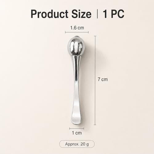 Dual Ended Eye Cream Applicator, Stainless Steel Under Eye Massage Wand with Silicone Scoop, Cooling Metal Skincare Tool for Eye Serum Moisturiser Application — view 2