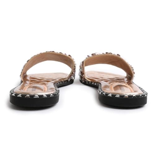 Fashion Thirsty Womens Ladies Flat Low Heel Diamante Sandals Slip On Party Wedding Bling Sliders Slides Beach Pool Holiday Travel Sandals — view 5