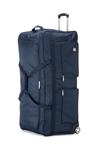 ATX Luggage 40" Jumbo Wheeled Duffle Bag Lightweight Rolling Wheels Suitcase Extra Durable Holdall for Sports Travel and Cargo | Navy