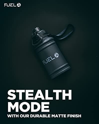 Fuel24 1.3L/2.2L Black Water Bottle Metal - STRONG, Drop & Leakproof BPA free 2L 1L Stainless Steel Water Bottle (1 Litre) - Large Gym Bottles for Men, Sports Water Bottle, Travel, Hiking Water Bottle — view 4
