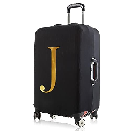 Initial Letter Printed Design Travel Trolley Case Cover Protector Washable Suitcase Cover Luggage Storage Covers for 18-28 Inch Luggage Cover (L (26-28 inch Luggage), Gold J) — view 6