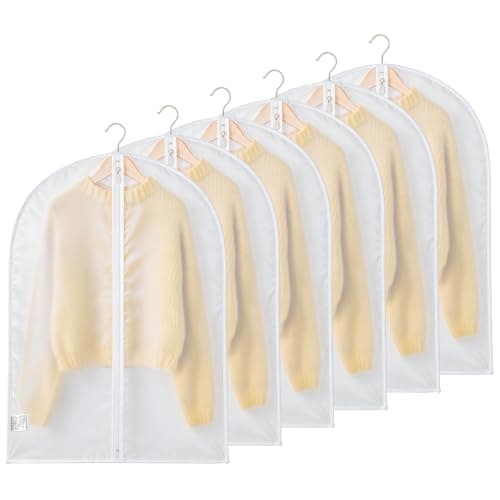 Sevenpers 6 Pack Suit Bags Garment Bags for Hanging Clothes 60x80cm White