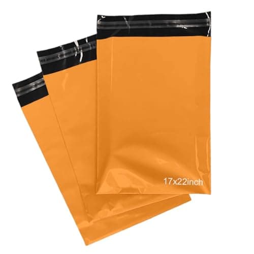 PACKY® 50 Orange Postage Bags 17'' x 22'' Self Seal Postal Bags 425mm x 600mm—Eco-Friendly Large Poly Mailers Strong Waterproof Large Colour Mailing Bag Plastic Packaging Parcel Delivery Bag